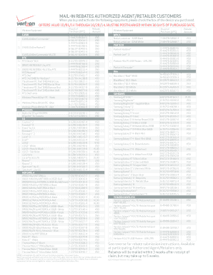 Verizon Wireless Mail-In Rebate Form