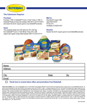 Butterball Turkey Purchase Rebate Form