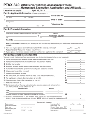 Illinois Senior Citizens Assessment Freeze Homestead Exemption Application