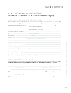Claimant’s Statement and Notice of Death