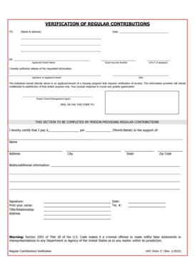 Regular Contributions Verification Form
