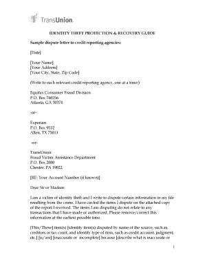 Sample Dispute Letter to Credit Reporting Agencies