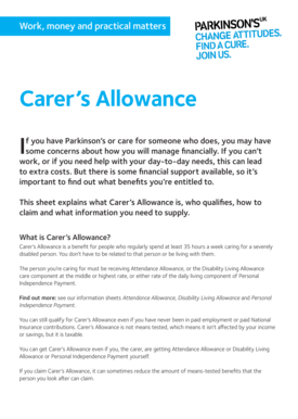 Carer's allowance claim form - Carer's Allowance information sheet (PDF, 214KB) - Parkinson's UK