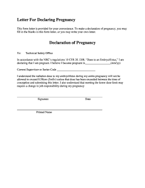 Declaration of Pregnancy Letter