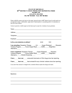 Michigan Probation Reporting Form