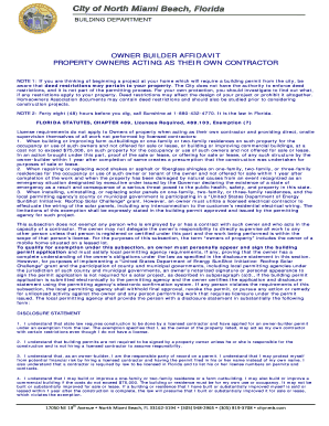 Florida Owner Builder Affidavit