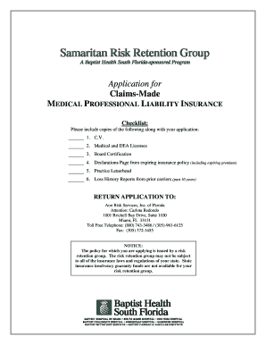 Application for Claims-Made Medical Professional Liability Insurance