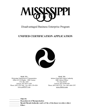 Disadvantaged Business Enterprise Certification Application