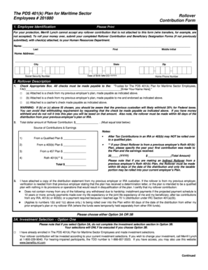 PDS 401(k) Plan Rollover Contribution Form