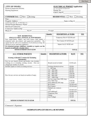 City of Omaha Electrical Permit Application