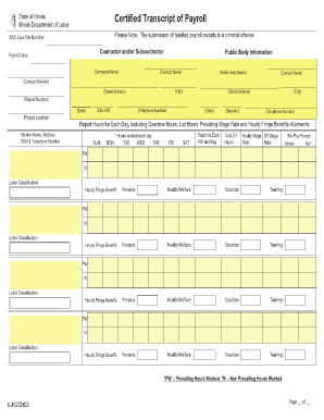 State of Illinois Certified Transcript of Payroll