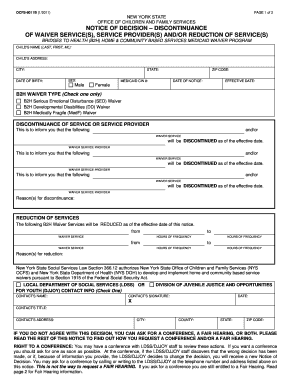New York Notice of Decision - Waiver Service Discontinuance
