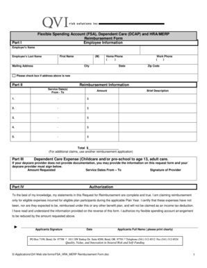 FSA HRA MERP Reimbursement Form