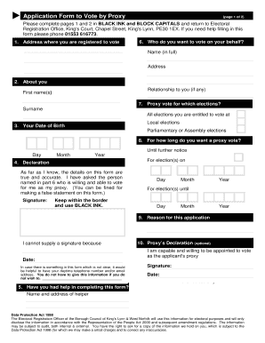 UK Proxy Vote Application Form