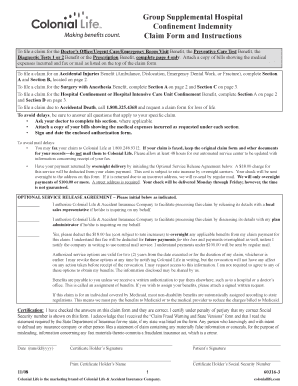 Group Supplemental Hospital Confinement Indemnity Claim Form