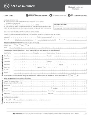 Electronic Equipment Insurance Claim Form