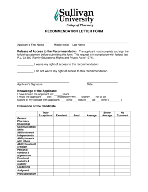 Recommendation Letter Form