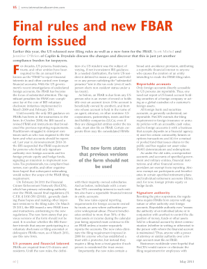 US FBAR Form Filing Rules