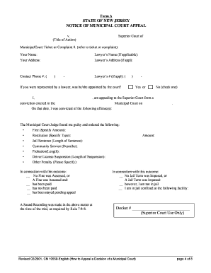 Municipal Court Appeal Notice
