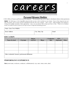 Personal Résumé Builder