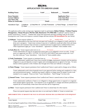 Application to Amend Lease