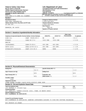 Material Safety Data Sheet for Pine Oil Cleaner