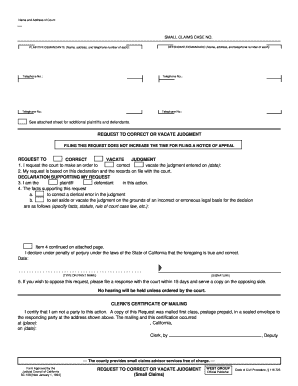 Request to Correct or Vacate Judgment