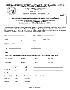 Medical Examination Report Form F-2(LE)