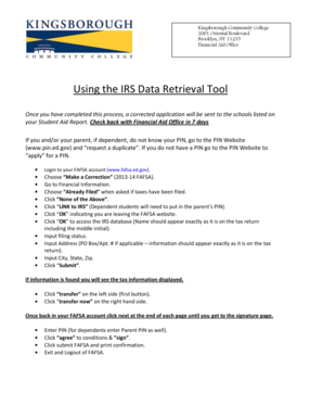 FAFSA IRS Data Retrieval Guide