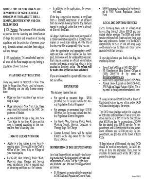 New York State Dog License Application