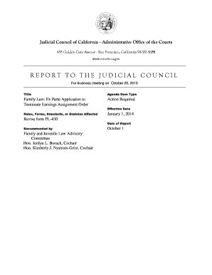 California Ex Parte Application to Terminate Earnings Assignment Order