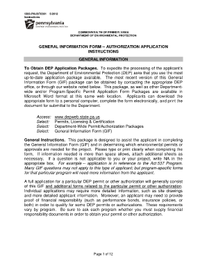 Pennsylvania General Information Form for Environmental Permits