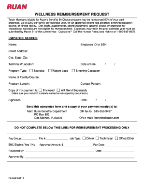 Wellness Reimbursement Request Form