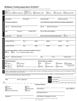 McMaster Parking Application 2010/2011