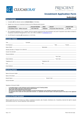 South African Investment Application Form