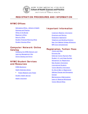 Registration Procedures and Information - New York Medical College - nymc