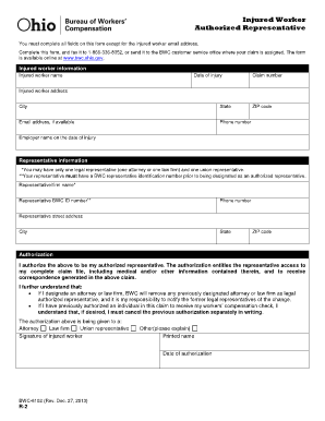 Ohio Workers' Compensation Authorization Form