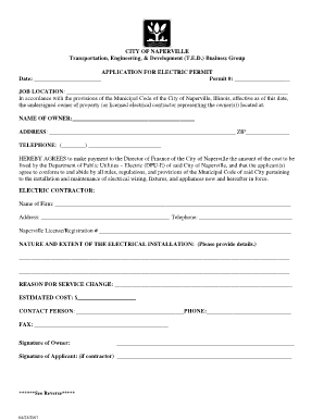 City of Naperville Electric Permit Application