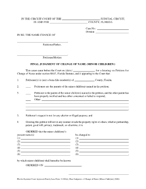 Final Judgment of Change of Name for Minor Child