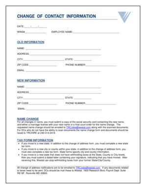 Employee Contact Information Change Form