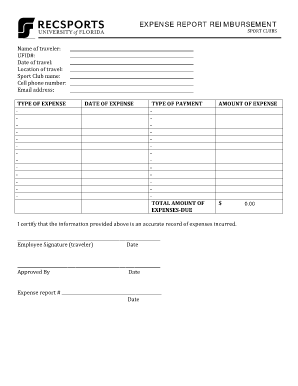 Expense Report Reimbursement form - recsports ufl