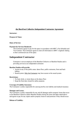 Sample contract agreement - The BareFoot Collective Independent Contractor Agreement