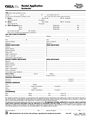 Ontario Rental Application Form 410