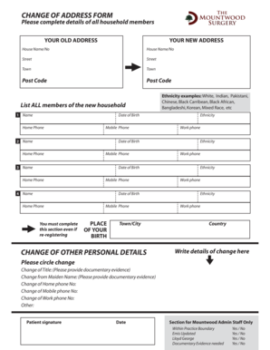 Change of Address Form