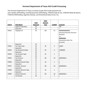 EFT FORMAT DEFINITIONS - state vt