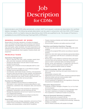 General job description example - Job Description for CDMs - anfponline