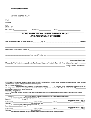 California All-Inclusive Deed of Trust