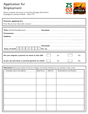 Employment Application Form