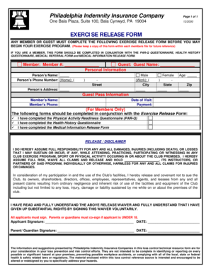 Exercise Release Form