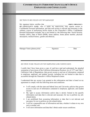 Confidentiality Form for Chancellor’s Office Employees and Consultants
